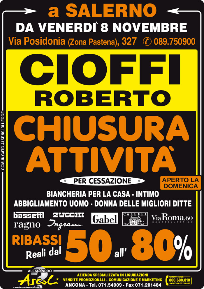 Liquidazione per Cessazione Attività Cioffi – Salerno