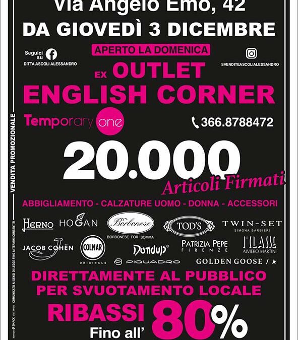Roma: Temporary One tutto fino all’80%