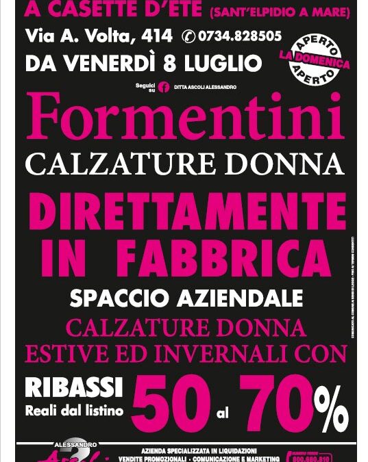 a Casette d’Ete da FORMENTINI fuori tutto dal 50% al 70%!