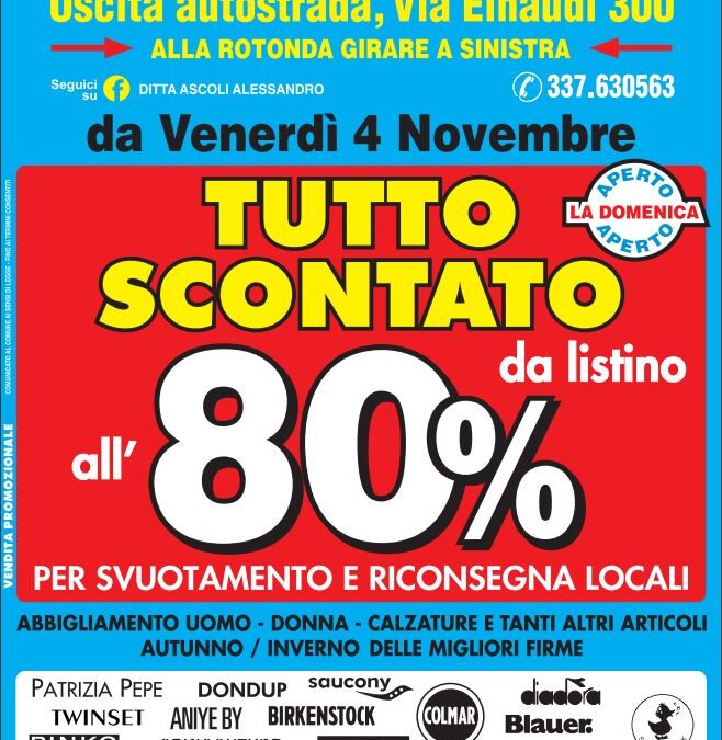 Civitanova: tutto scontato all’80%