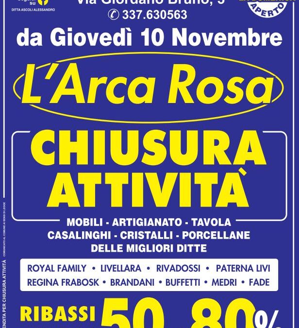Ancona L’ARCA ROSA tutto all’80%