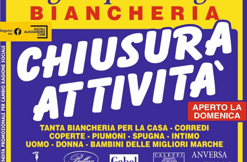 Salerno: Caprio biancheria CHIUDE ED ELIMINA TUTTO