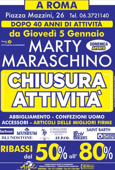 Roma – Marty Maraschino Fuori tutto fino all’80%